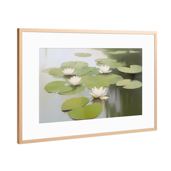 Poster mit Rahmen Kupfer "Botanische Seerosen Eleganz" artboxONE - Natur,Floral,Abstrakt