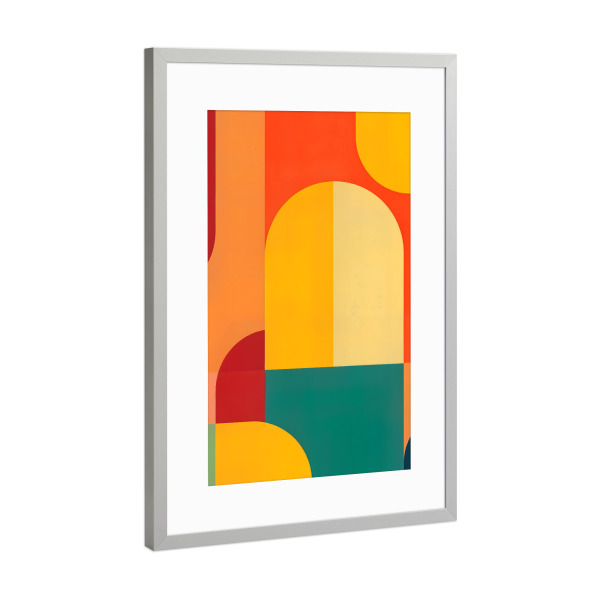 Poster mit Rahmen Silber "Farbbogen" artboxONE - Abstrakt,Geometrie