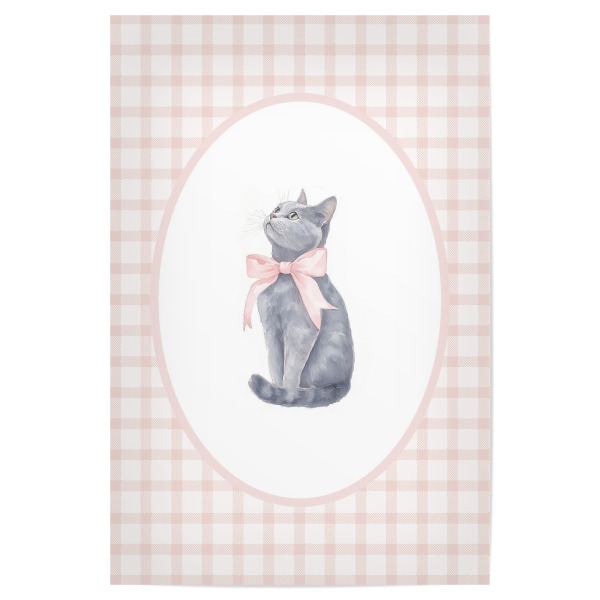 Poster "Katze mit rosa Bande" artboxONE - Für Kinder,Tiere,Für Mama