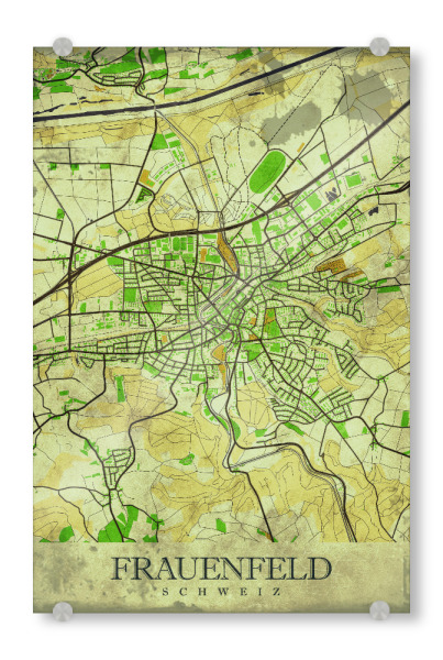 Acrylglasbild "Frauenfeld Vintage City Map" artboxONE - Städte / Weitere,Kartografie
