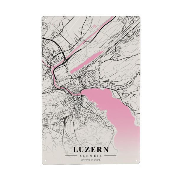 Metall Poster "Map Luzern" artboxONE - Städte / Weitere,Kartografie