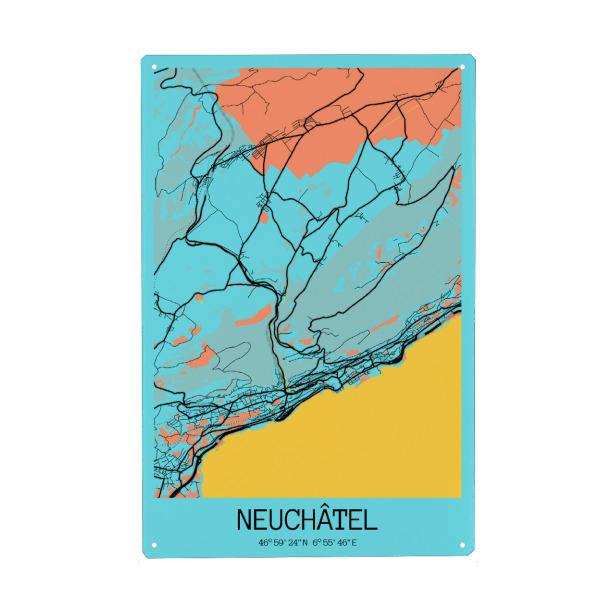 Holzbild "Neuenburg City Map" artboxONE - Städte / Weitere,Kartografie