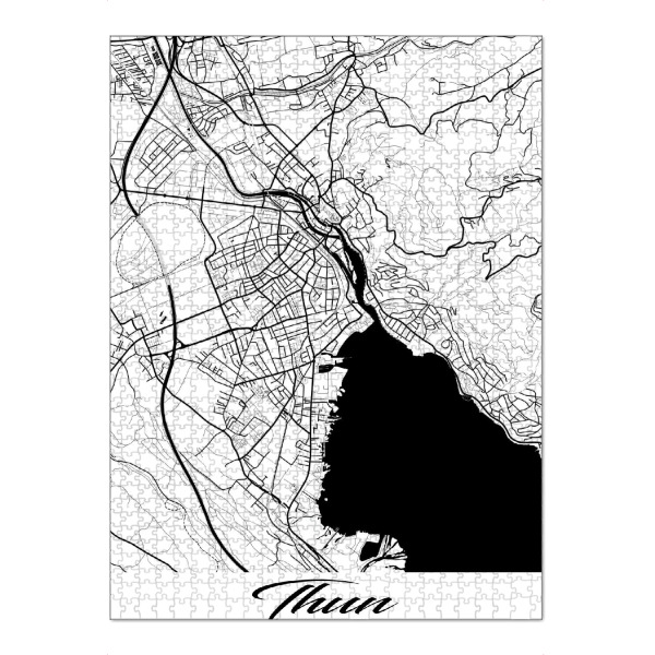 Puzzle Ravensburger "Thun City Map" artboxONE - Schwarzweiß,Städte / Weitere,Kartografie
