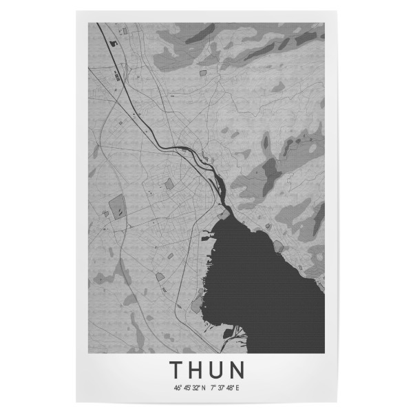 Poster 30x20 cm "Thun Bleistift Map" artboxONE - Städte / Weitere,Kartografie