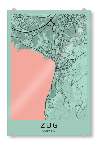Acrylglasbild "Map Zug Schweiz" artboxONE - Städte / Weitere,Kartografie