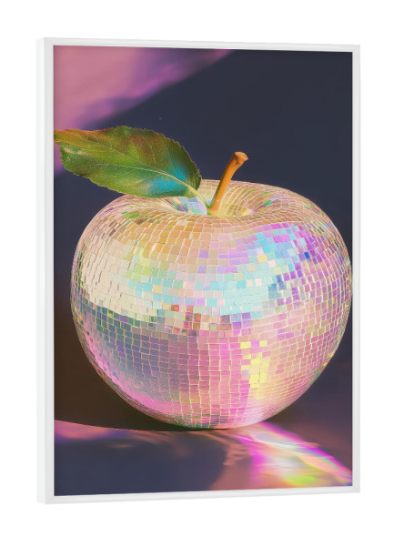 Poster mit weißem Rahmen "Apfel -Disco -Ball" artboxONE - Essen & Trinken,Abstrakt,Geometrie,Essen & Trinken / Obst & Gemüse