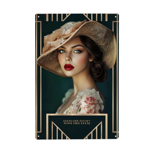 Metall Poster "Art Déco Porträt" artboxONE - Typografie,Menschen,Fashion