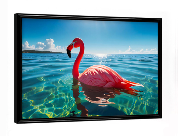 Poster mit schwarzem Rahmen "Rosa Flamingo unter dem Himmel" artboxONE - Reise,Tiere,Reise / Strand und Meer