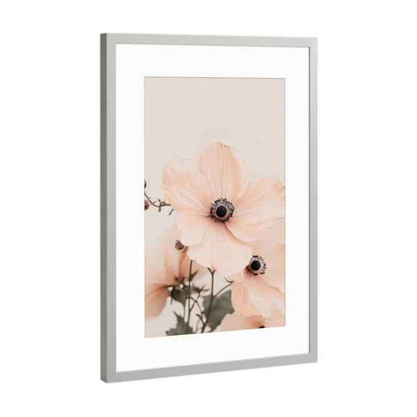 Poster mit Rahmen Silber "Zarte Mohnblumen" artboxONE - Natur,Floral
