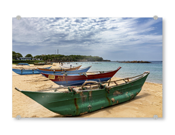 Acrylglasbild "Strand mit Fischerbooten" artboxONE - Natur,Reise / Asien - Sri lanka,Strand,Boote,Fischerboote