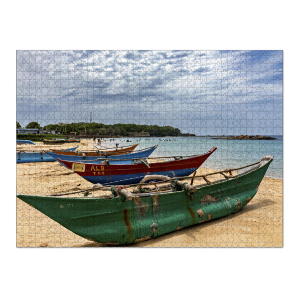 Puzzle Ravensburger "Strand mit Fischerbooten" artboxONE - Natur,Reise / Asien - Sri lanka,Strand,Boote,Fischerboote - Bild sri lanka