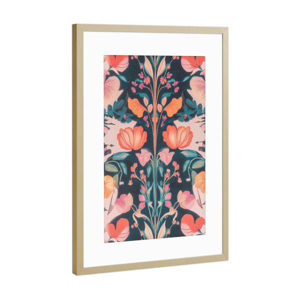 Poster mit Rahmen Gold "Florale William Morris Eleganz" artboxONE - Natur,Floral,Abstrakt