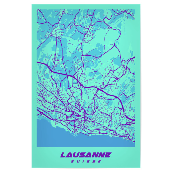 Poster 30x20 cm "Lausanne Map Plan" artboxONE - Städte / Weitere,Kartografie