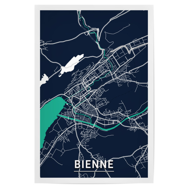 Poster "Biel Map" artboxONE - Städte / Weitere,Kartografie