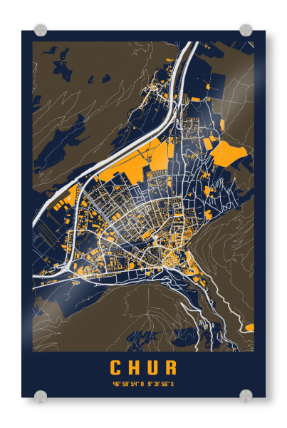 Acrylglasbild "Chur City" artboxONE - Städte / Weitere,Kartografie - Chur,Chur city,Chur citymap,City chur,Chur map,Chur schweiz,Chur stadt,Stadt chur