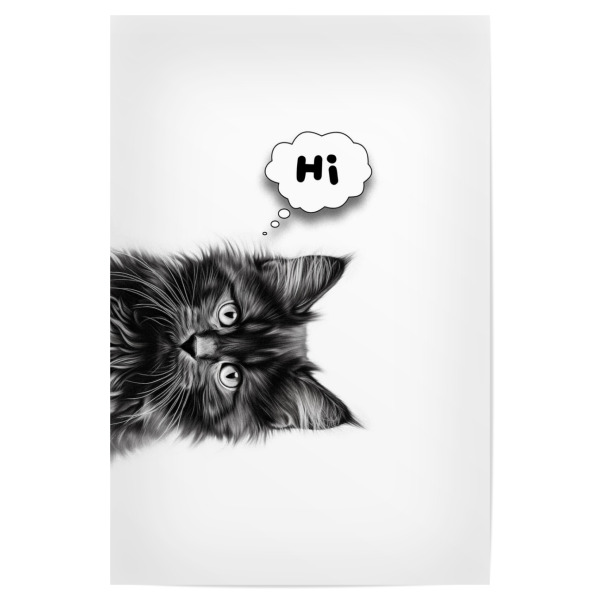Poster "Süße Babykatze sagt ,,hi“" artboxONE - Typografie,Tiere,Lustig