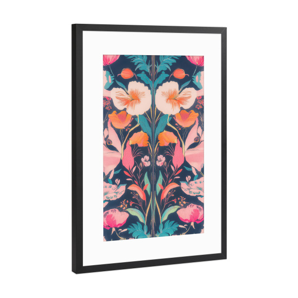 Poster mit Rahmen Schwarz (Metallic) "Botanische Morris Symmetrie" artboxONE - Natur,Floral,Abstrakt