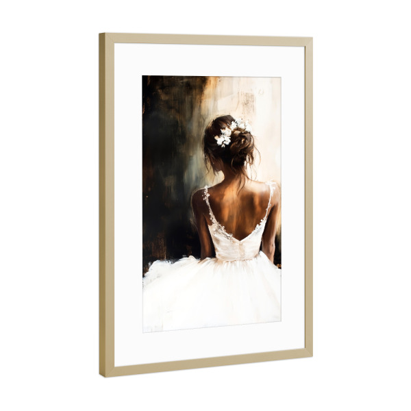 Poster mit Rahmen Gold "Balletttänzer e" artboxONE - Menschen - Balletttänzer,Ballett,Tänzer,Tanz,Ballerina,Malerei