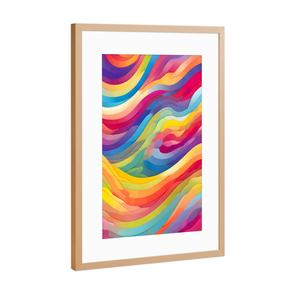 Poster mit Rahmen Kupfer "Regenbogenwellen" artboxONE - Abstrakt