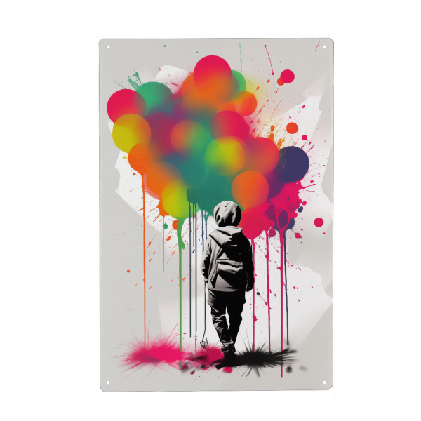 Holzbild "Graffiti -Junge" artboxONE - Streetart - Graffiti,Straßenkunst,Farbenfroh,Spritzer,Junge,Hoodie