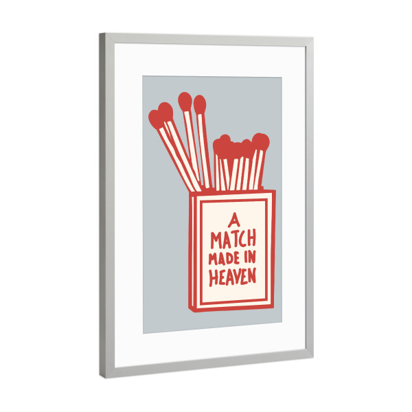 Poster mit Rahmen Silber "Ein Match im Himmel gemacht" artboxONE - Liebe - Liebe,Match,übereinstimmungen,Matchbox,Spielbox,Romantik