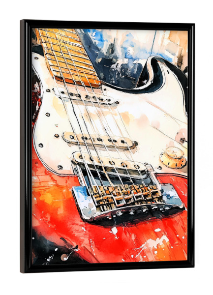 Poster mit schwarzem Rahmen "Gitarrenmusikinstrument Art t" artboxONE - Musik - Gitarre,Gitarren,Musik,Sound,Instrument,Musikinstrument