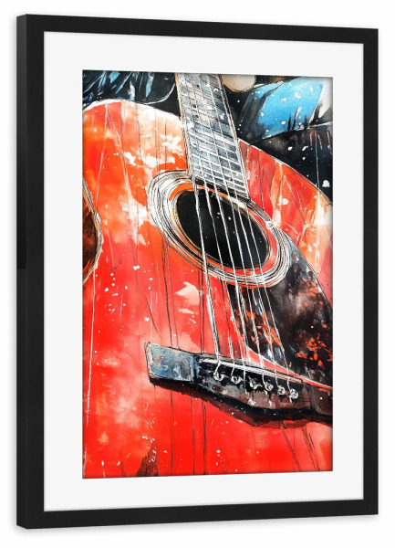 Poster mit Rahmen schwarz "Guitar Music Instrument Art o" artboxONE - Musik - Gitarre,Gitarren,Musik,Sound,Instrument,Musikinstrument