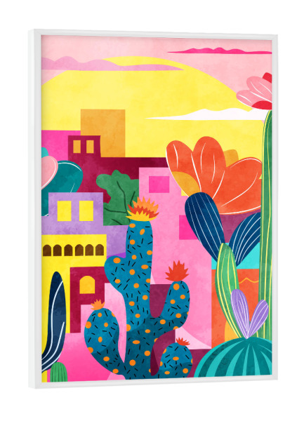 Poster mit weißem Rahmen "Kaktusstadt" artboxONE - Natur