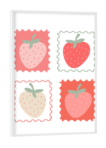 Poster mit weißem Rahmen "Strawberry postage" artboxONE - Liebe,Für Mama,Essen & Trinken / Obst & Gemüse