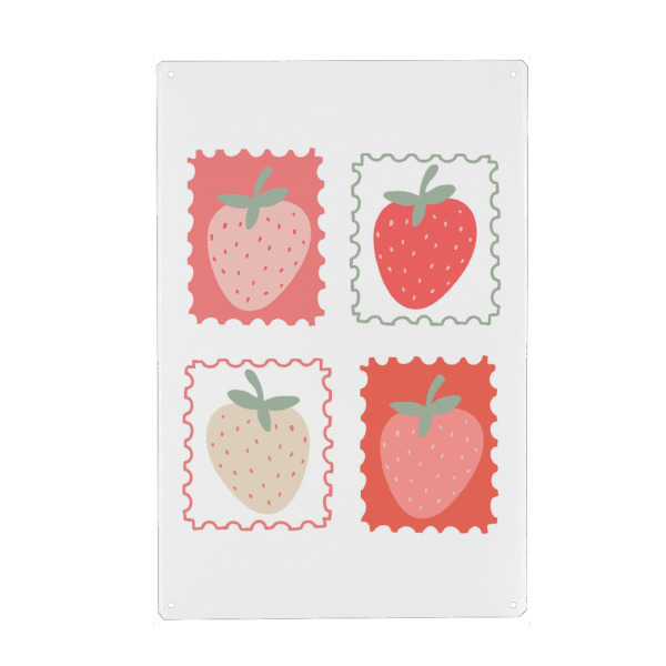 Metall Poster "Strawberry postage" artboxONE - Liebe,Für Mama,Essen & Trinken / Obst & Gemüse