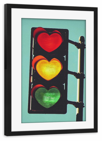 Poster mit Rahmen schwarz "Ampel in Liebe" artboxONE - Liebe - Verkehr,Ampel,Ampeln,Liebe,Romantik
