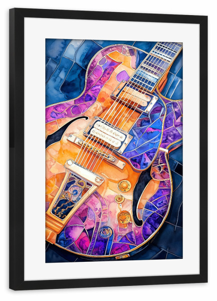 Poster mit Rahmen schwarz "Guitar Music Instrument Art K" artboxONE - Musik - Gitarre,Gitarren,Musik,Sound,Instrument,Musikinstrument