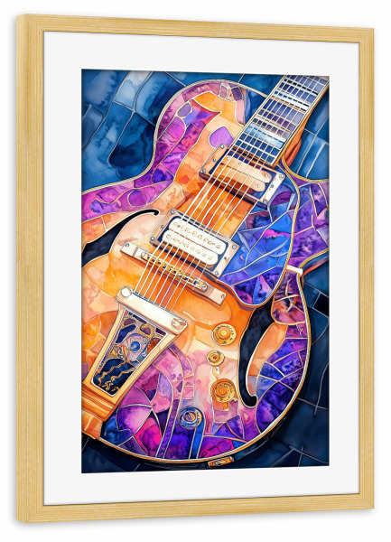 Poster mit Rahmen kiefer "Guitar Music Instrument Art K" artboxONE - Musik - Gitarre,Gitarren,Musik,Sound,Instrument,Musikinstrument