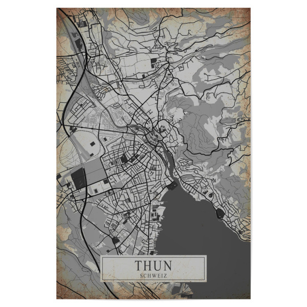 Poster "Retro City Thun" artboxONE - Städte / Weitere,Kartografie