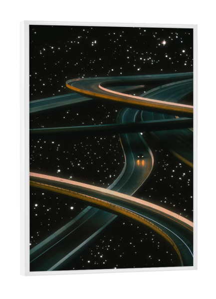 Poster mit weißem Rahmen "Allein fahren und an dich denken" artboxONE - Reise,Automobile,Liebe,Galaxy