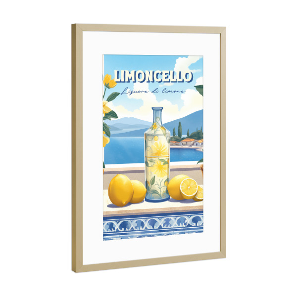 Poster mit Rahmen Gold "Limoncello" artboxONE - Essen & Trinken / Alkohol