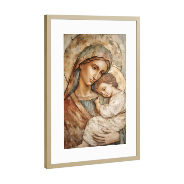 Poster mit Rahmen Gold "Maria Mutter Jesu Christi" artboxONE - Natur,Menschen,Liebe