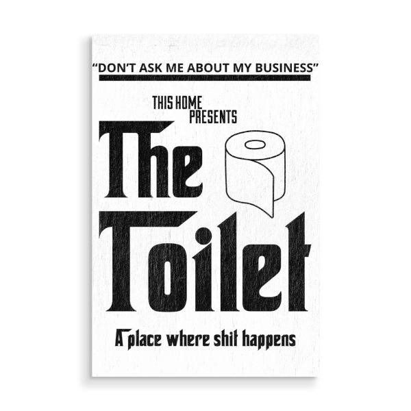 Holzbild "The Toilet" artboxONE - Typografie,Schwarzweiß,Lustig - Humor,Toilet,Paper,Comedic,Typography,Home,Slogan,Graphic design,Bathroom