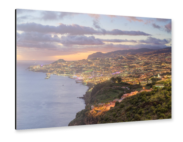 Alu-Dibond "Madeira - Funchal am Abend" 75x50 cm artboxONE