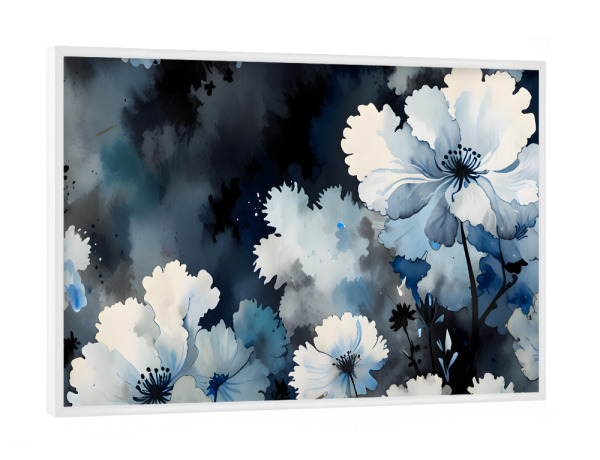 Poster mit weißem Rahmen "Indigo Blütenblätter" artboxONE - Natur,Floral