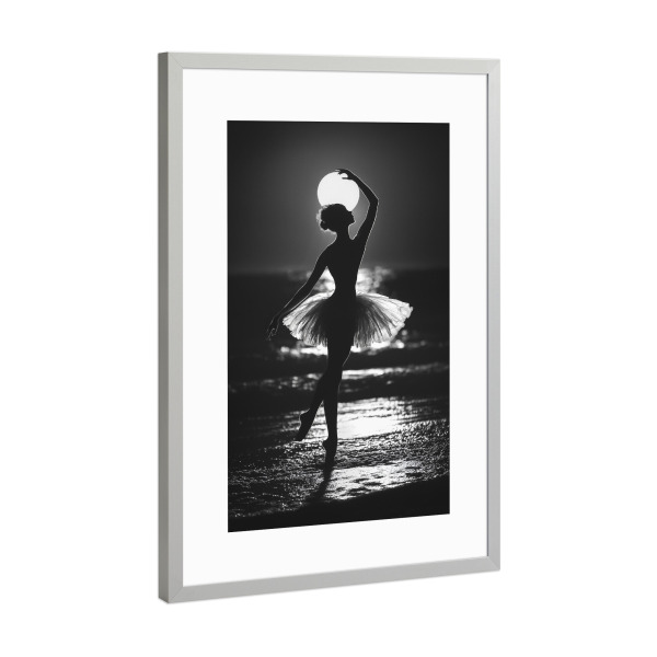 Poster mit Rahmen Silber "Ballett im Mondlicht" artboxONE - Natur,Menschen,Sport