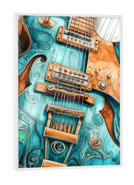 Poster mit weißem Rahmen "Guitar Music Instrument Art z" artboxONE - Musik - Gitarre,Gitarren,Musik,Sound,Instrument,Musikinstrument
