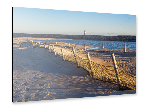 Alu-Dibond "Strand, Zaun und Mole" 75x50 cm artboxONE