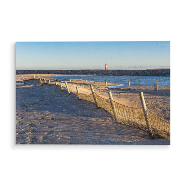 Holzbild "Strand, Zaun und Mole" artboxONE - Natur,Reise,Architektur,Reise / Strand und Meer