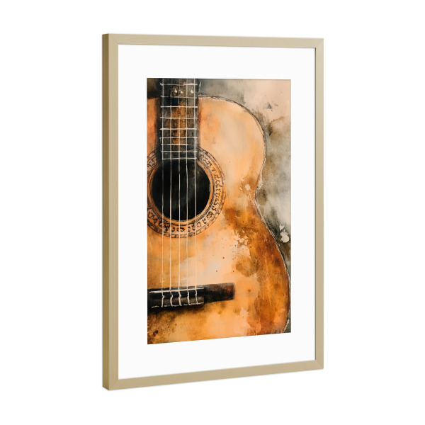 Poster mit Rahmen Gold "Gitarrenmusikinstrument Art m" artboxONE - Musik - Gitarre,Gitarren,Musik,Sound,Instrument,Musikinstrument