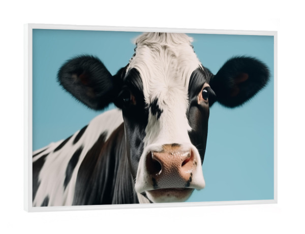 Poster mit weißem Rahmen "Treffen Sie die Kuh" artboxONE - Tiere - Kuh,Tier,Farm