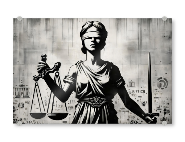 Acrylglasbild "Lady Gerechtigkeit" artboxONE - Streetart - Lady justice,Gerechtigkeit,Recht,Richter,Gericht