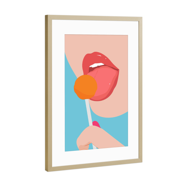 Poster mit Rahmen Gold "I Licked It So It's Mine" artboxONE - Essen & Trinken,Comic