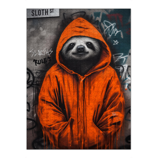 Puzzle Ravensburger "Straßenschweiß" artboxONE - Tiere,Streetart - Faultier,Süßes faultier,Hoodie,Graffiti,Straße,Straßenkunst - Bild faultier