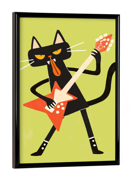 Poster mit schwarzem Rahmen "Heavy Metal Katze" artboxONE - Für Kinder,Tiere,Lustig